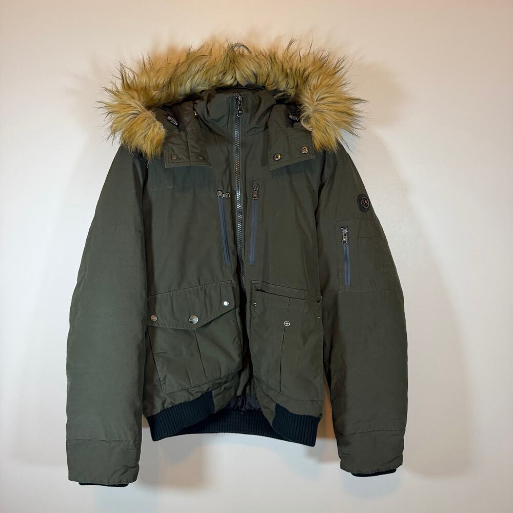 Michael Michael Kors Olive Green Winter Bomber Puffer Coat Womens M Down Filled